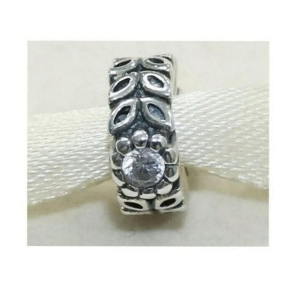 Pandora Forest Flower Cubic Zirconia Charm Bead 925 Sterling Silver 7919225CZ - Picture 9 of 9